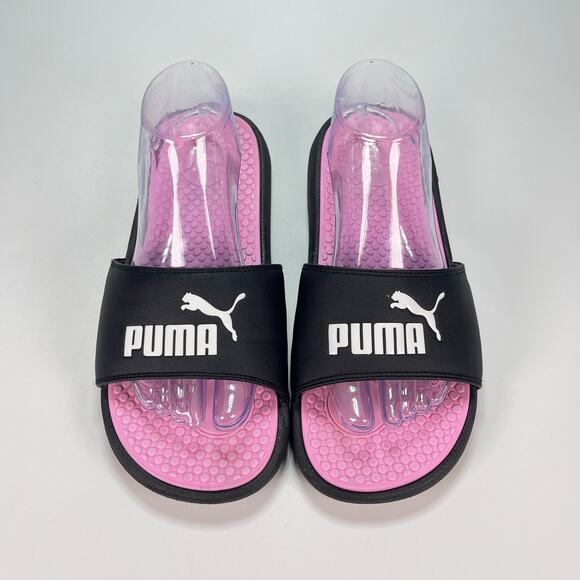 Puma Cool Cat Black Pink Lightweight Casual Slip On Slides Sandal Women’s Size 9 - Picture 3 of 7